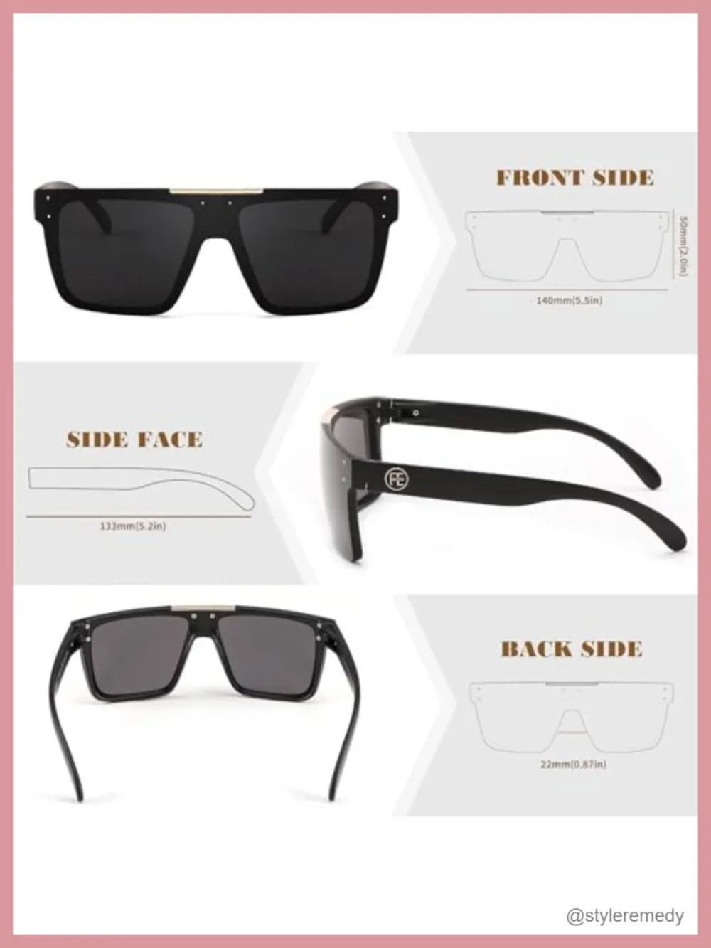 Polarized Square Flat Top Shield Sunglasses for Driving Fishing Sports